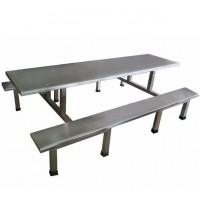 广州八人连体餐桌 不锈钢制造 中间分段设计 受力均匀承重能力强