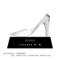 水晶鞋水晶靴水晶高跟鞋奖杯批发服装鞋业美妆公司年会表彰奖杯定做